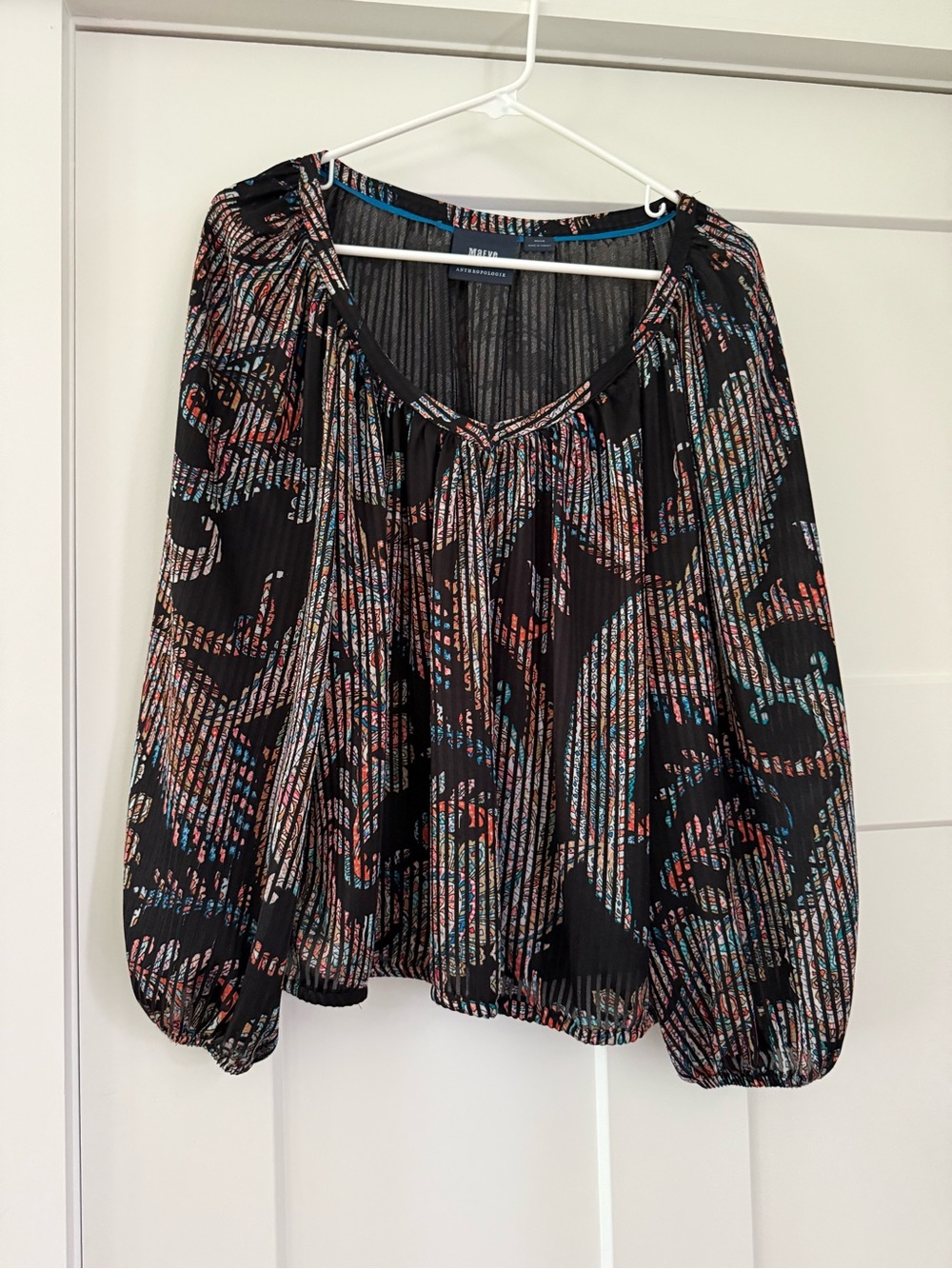 Maeve by Anthropologie Madeira Burnout satin blouse Size Medium